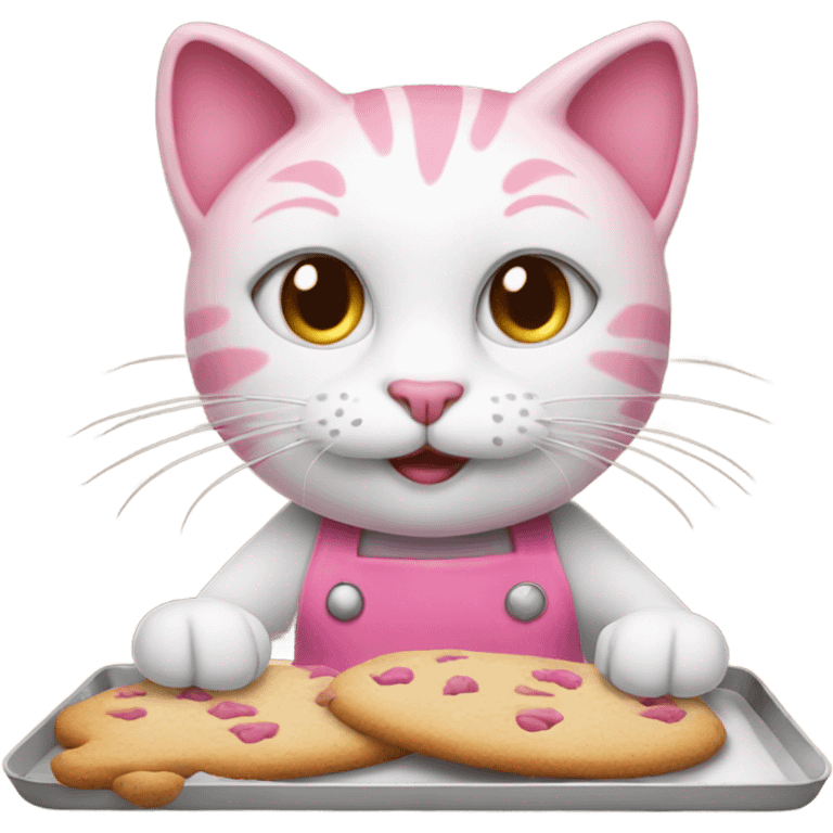 Pink cat baking cookies emoji