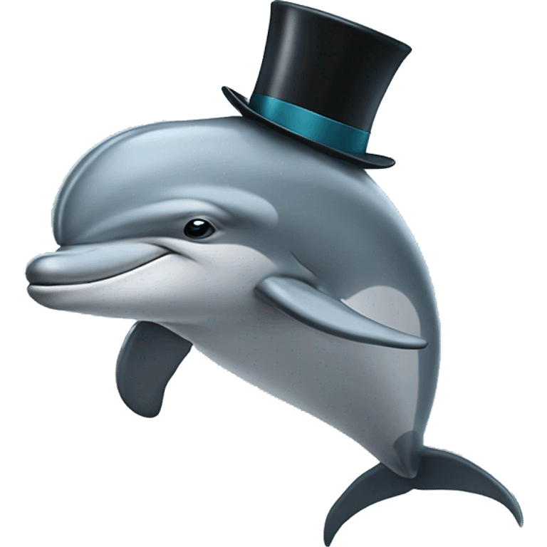 Dolphin with a top hat emoji