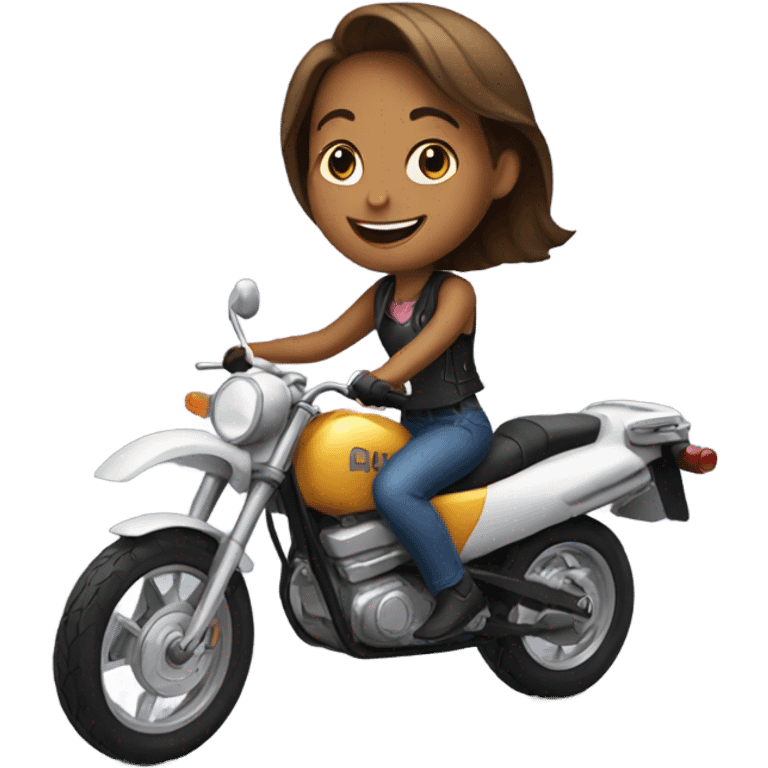 smiling girl on motorcycle outdoors emoji