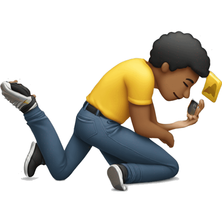 person laying on their stomach and holding their phone in front of their face while kicking their legs emoji