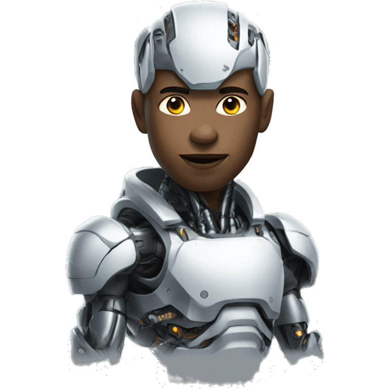 Cyborg with best mood emoji