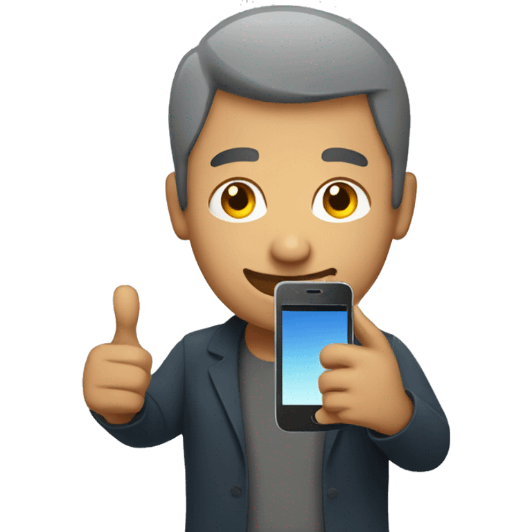 man holding a smartphone emoji