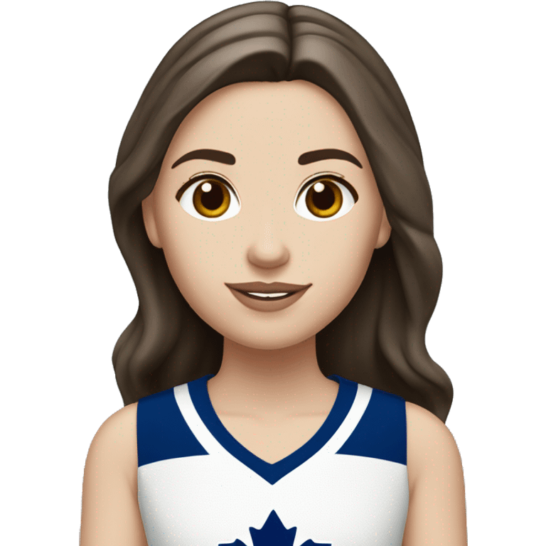 White girl medium long dark brown hair Toronto maple leafs jersey emoji