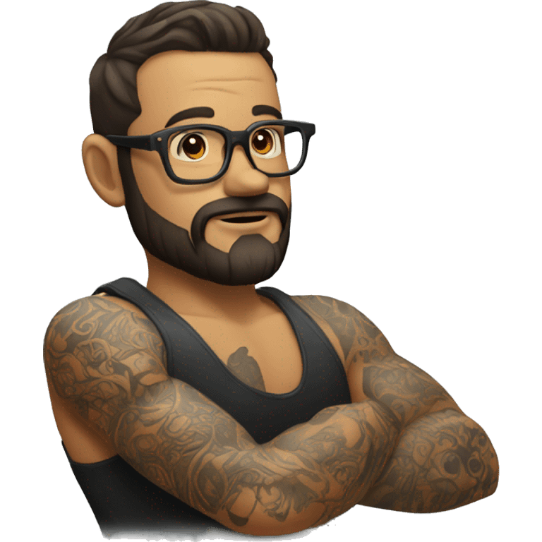 Tatto arm beard man with glasses emoji