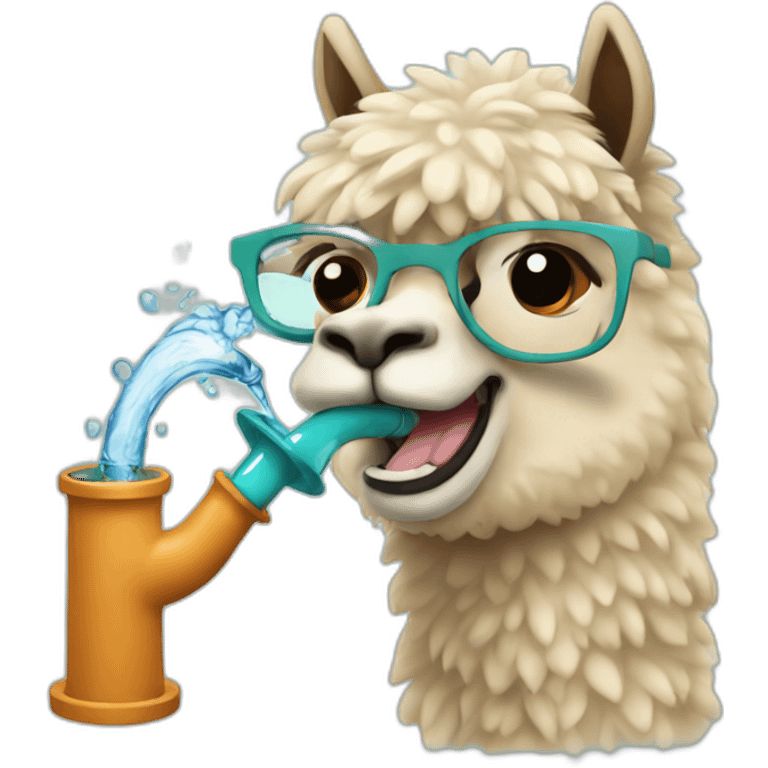 alpaca hitting a water pipe emoji