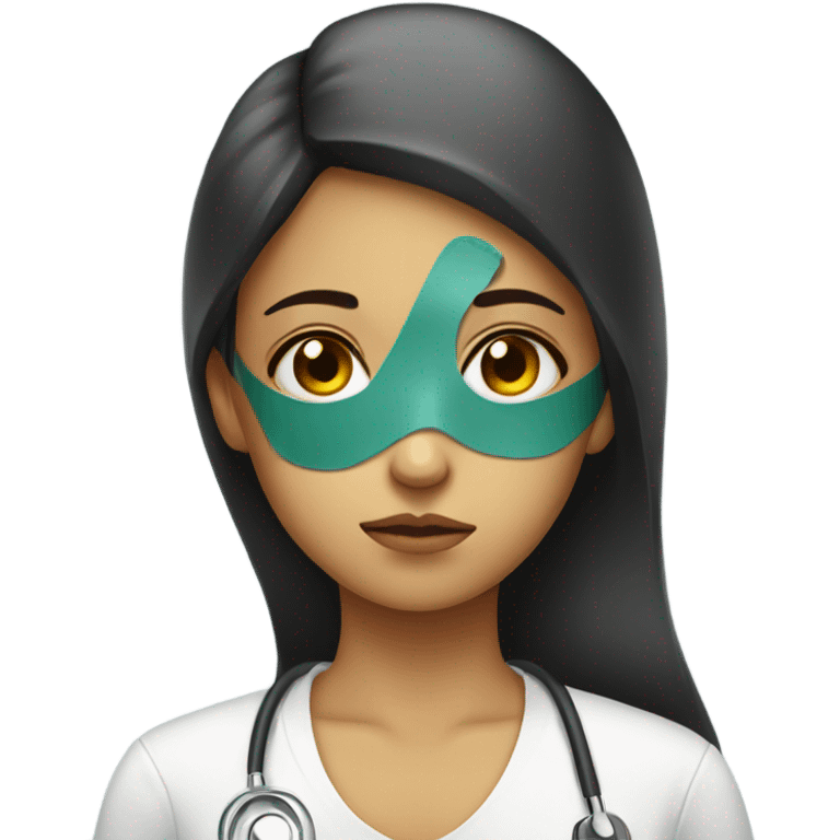 girl looking sad with a medical eye patch on emoji