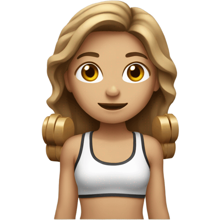 Light brown hair girl with dumbbells  emoji