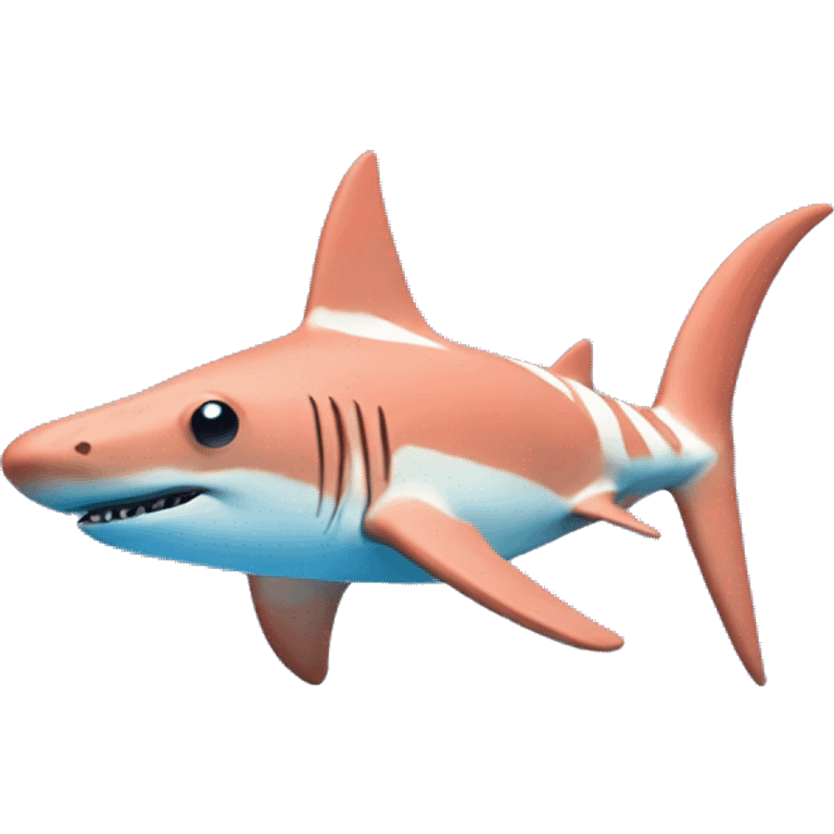 coral colored hammerhead shark with blue zebra stripes  emoji