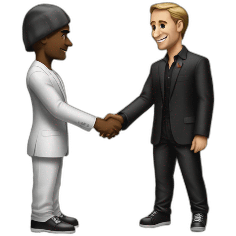 Macron shaking the hand of Tupac emoji