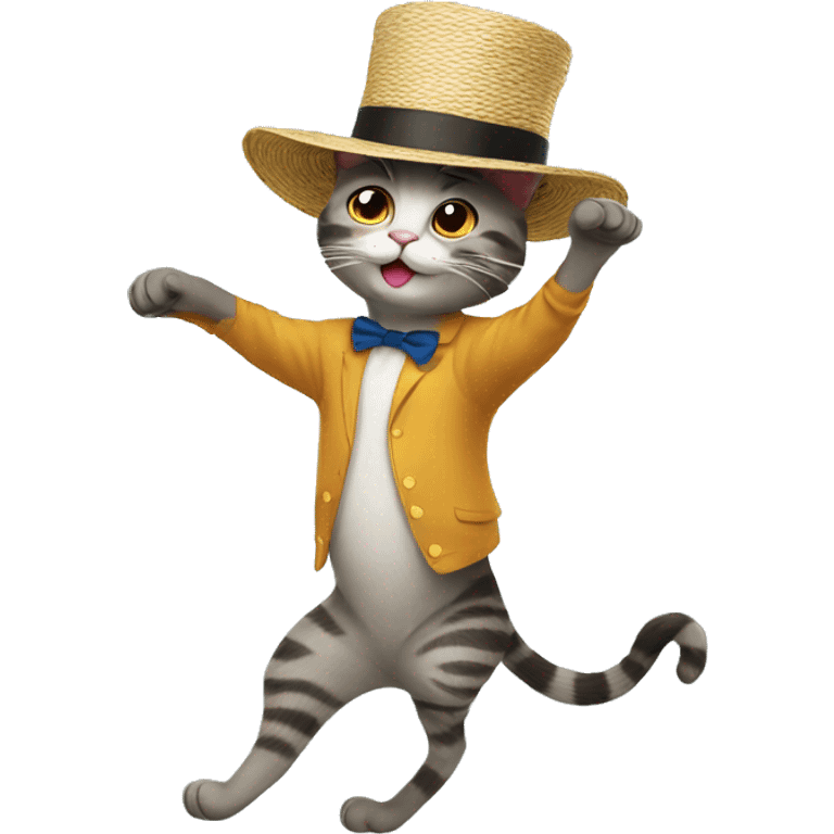 cat dancing with a hat emoji