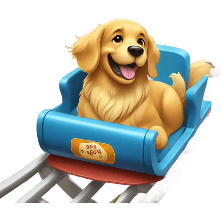 Golden retriever on a roller coaster emoji