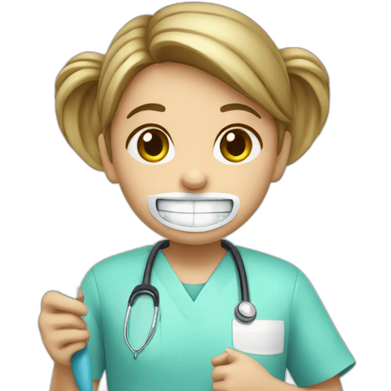 dentist girl with a toothbrush in his hand emoji