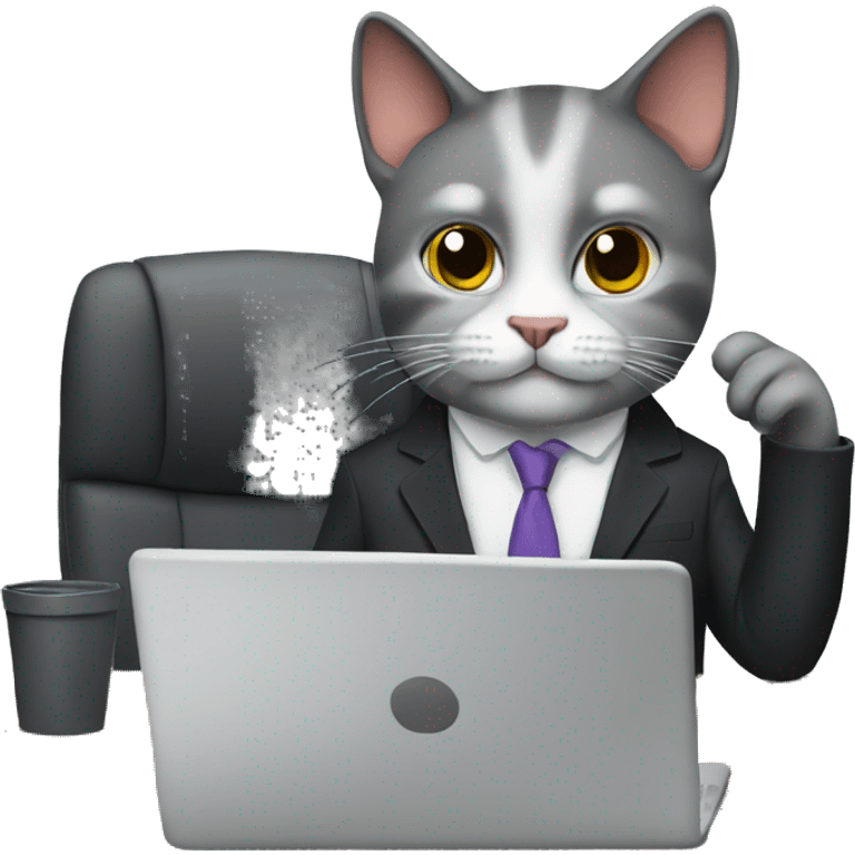 business cat working emoji