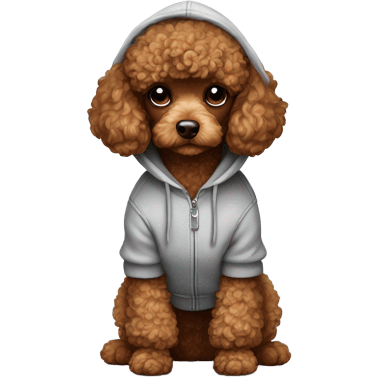 Brown toy poodle with a hoodie emoji