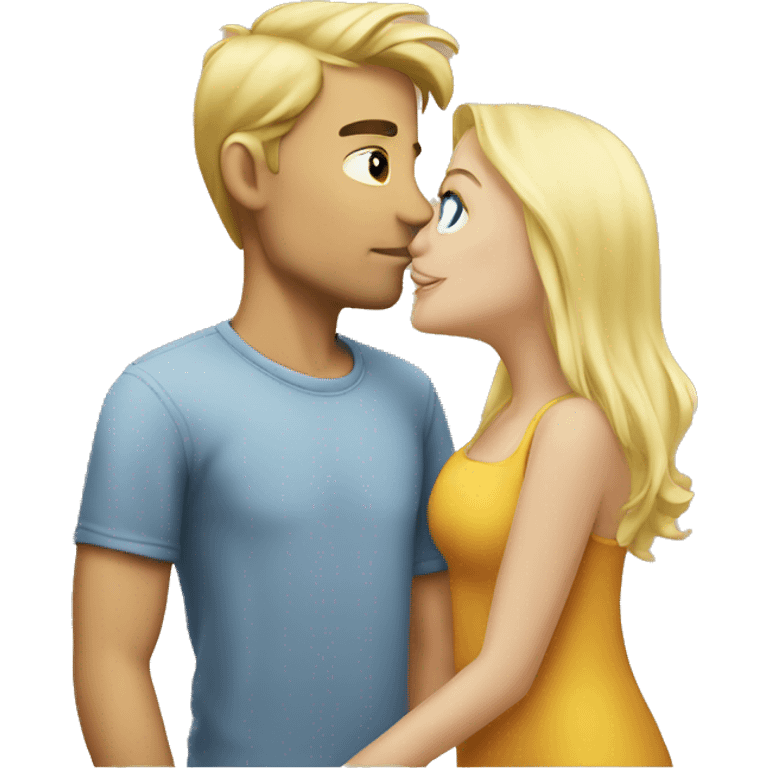 Blond guy kiss blond girl  emoji