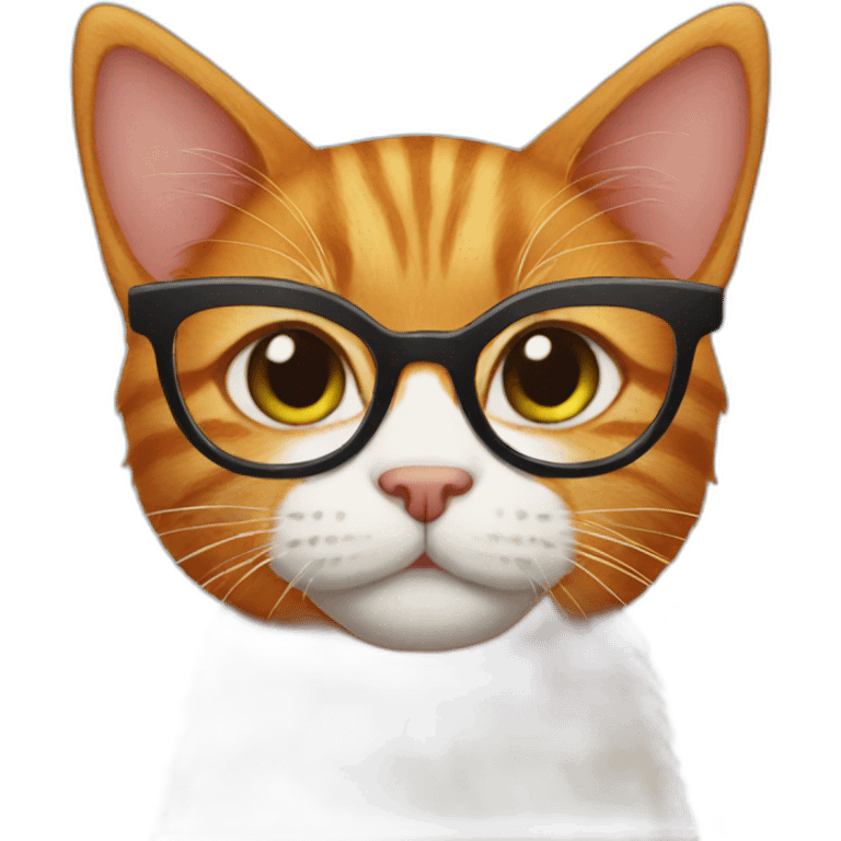 Ginger cat wearing glasses emoji