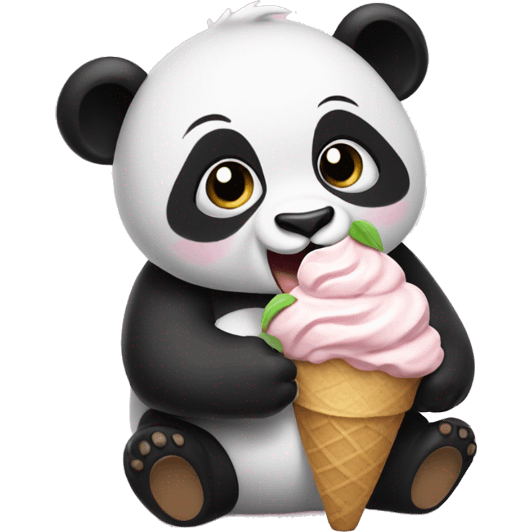 Panda eating ice cream emoji