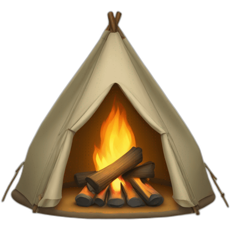 Camp tent with fireplace emoji