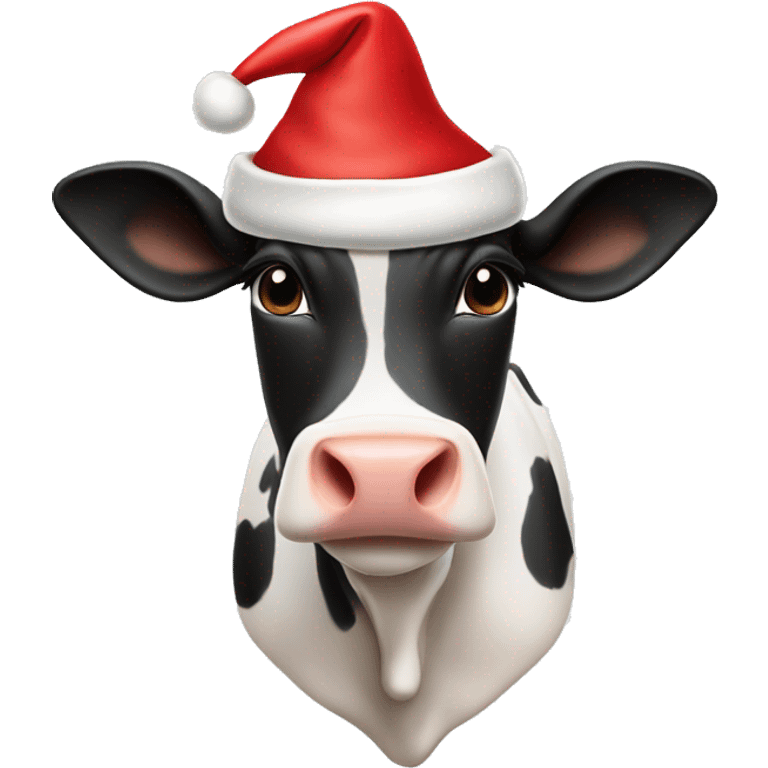 Dairy cow with Santa hat emoji