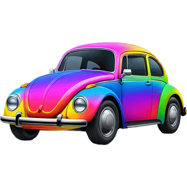 neon rainbow vw beetle emoji