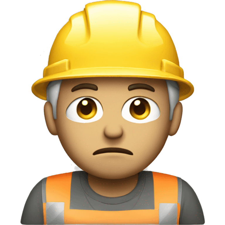 hard working unhappy white man with construction hat emoji