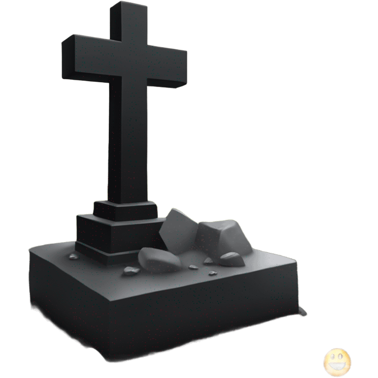 a black grave with the letters RIP on a silver  emoji