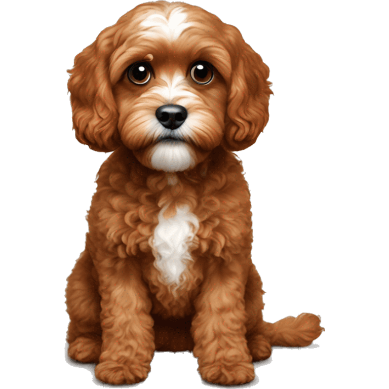 curious brown cavapoo on wooden floor emoji