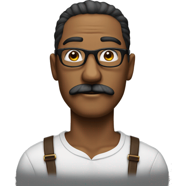 bold man with long blak mustache and round glasses emoji