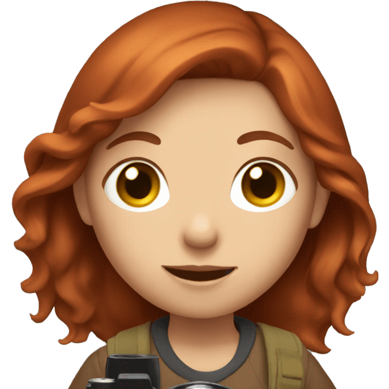 A red/brown hair girl with a camera  emoji