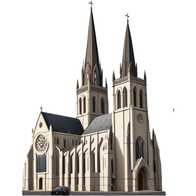 Cinematic Realistic St. Mary's Basilica Landmark Emoji, showcasing the iconic gothic church rendered with lifelike textures and soft, reverent lighting. emoji