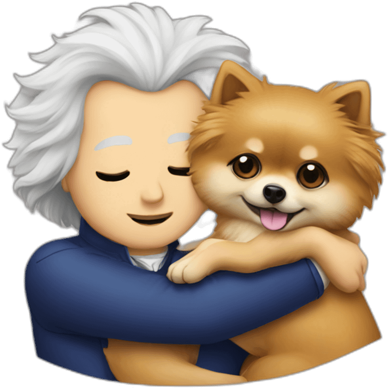 Mozart hugs pomeranian emoji