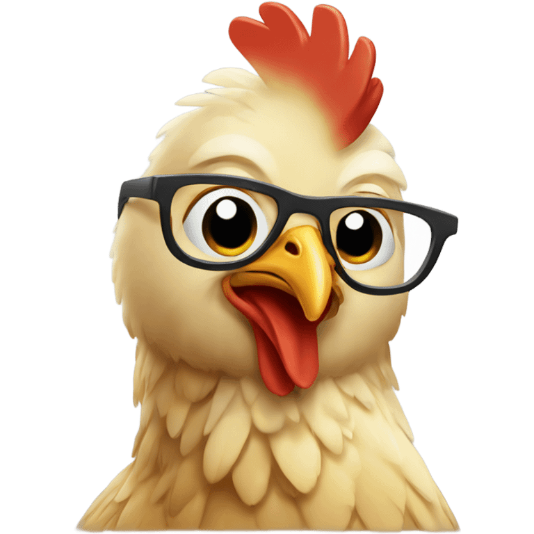 Chicken with glassws emoji