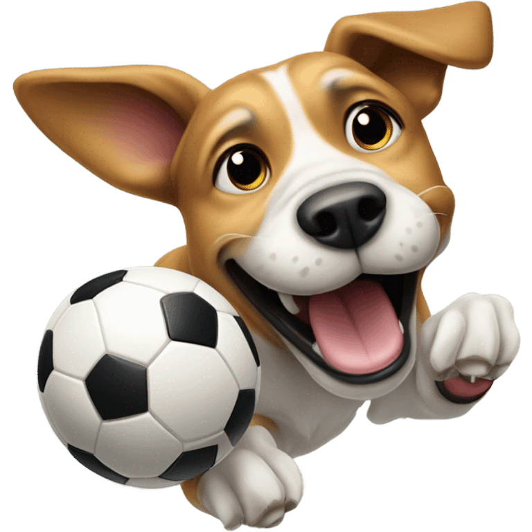 Dog playing soccer emoji