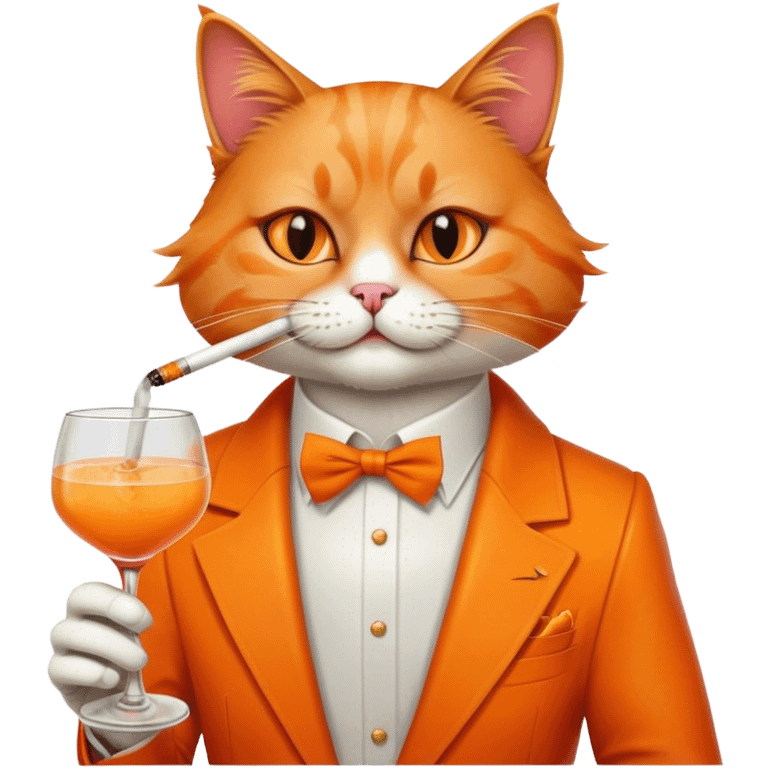 sassy cat drinking a cocktail and smoking a cigarette  emoji