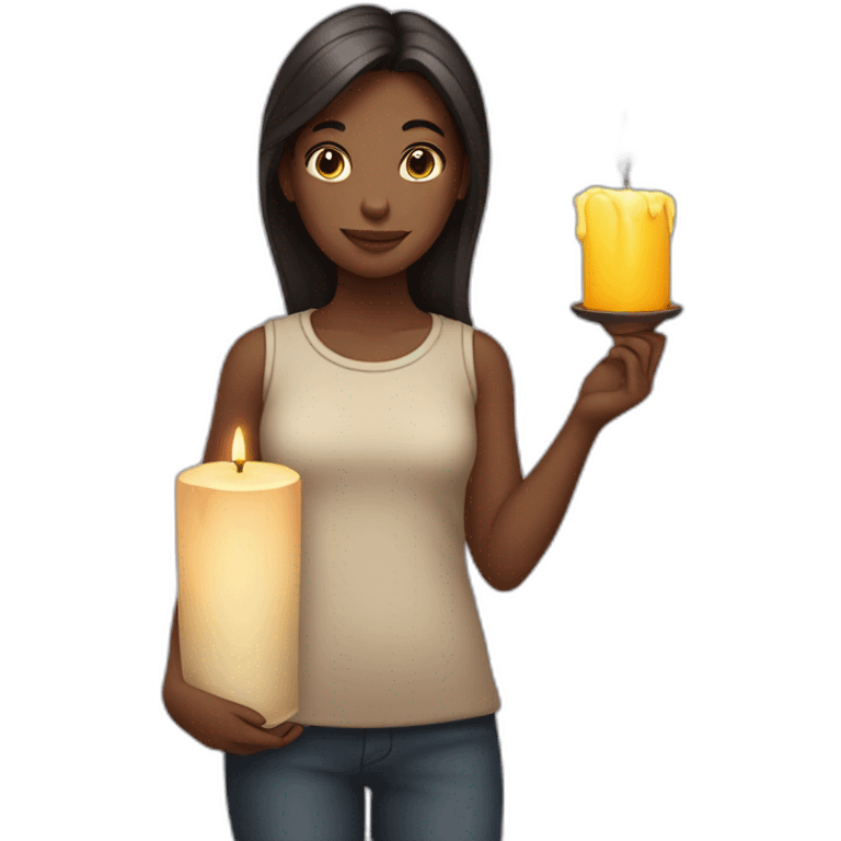 girl stands with a candle in her hand emoji