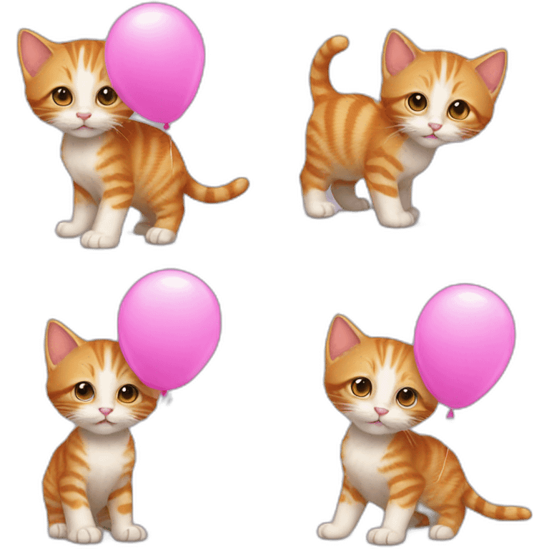 ginger kitten with a pink balloon and a party cap emoji