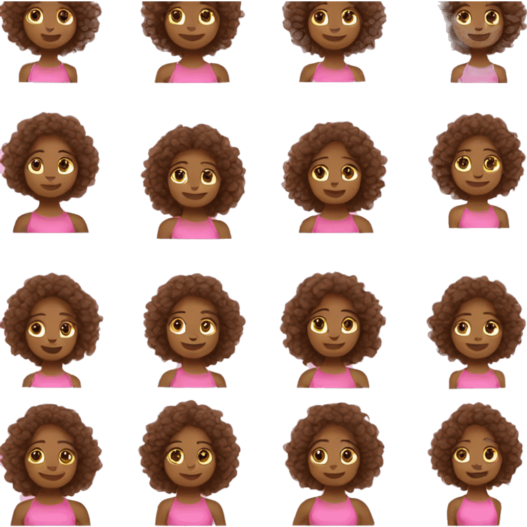 A tan lady with brown long curly and wavy hair doing yoga in a pink yoga set outfit emoji