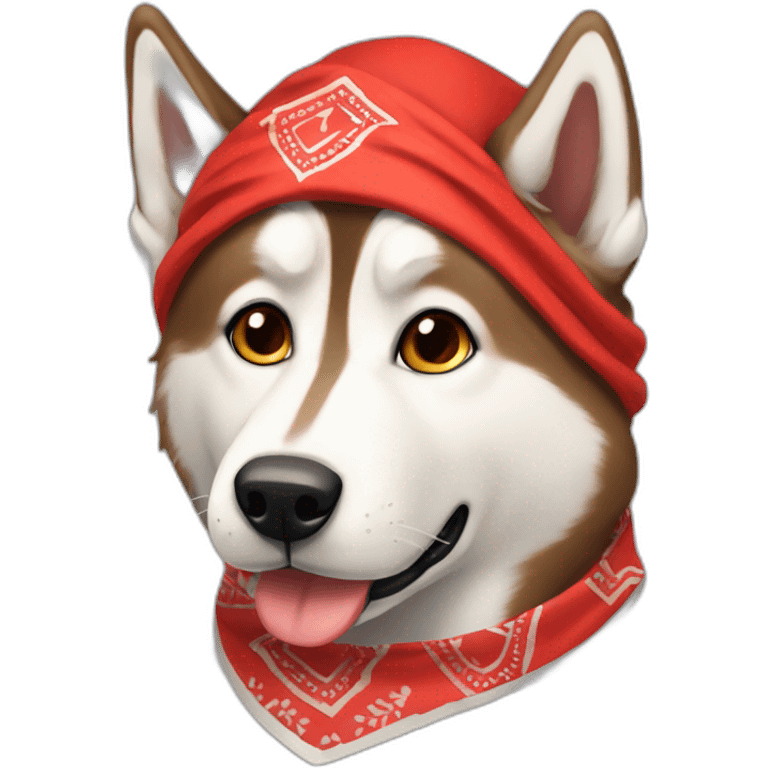 Brown husky with red neck bandana emoji