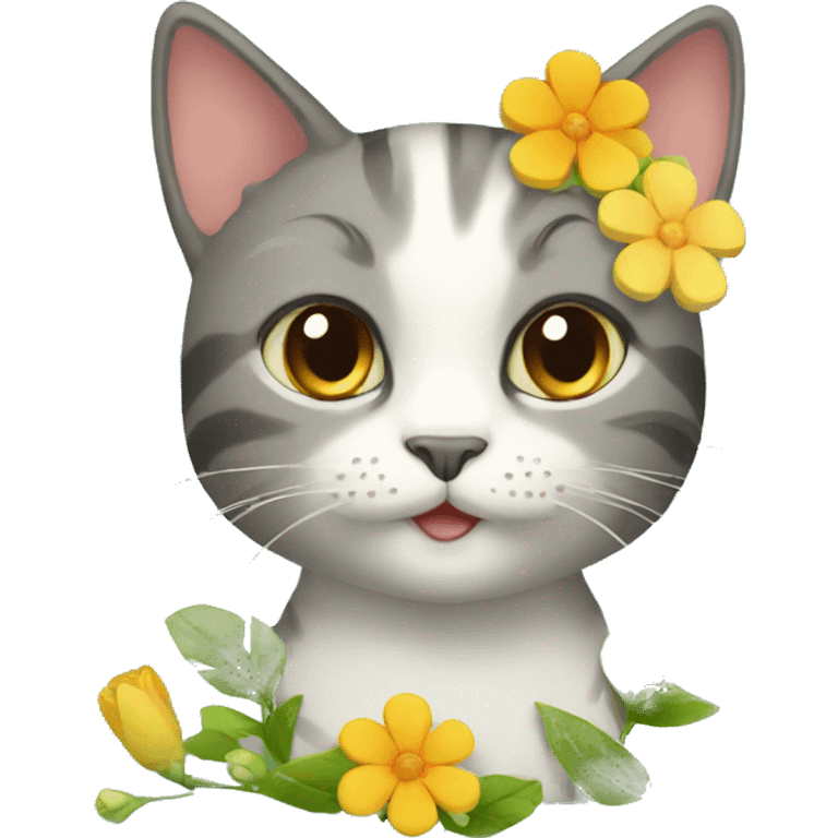 Cat with flowers emoji