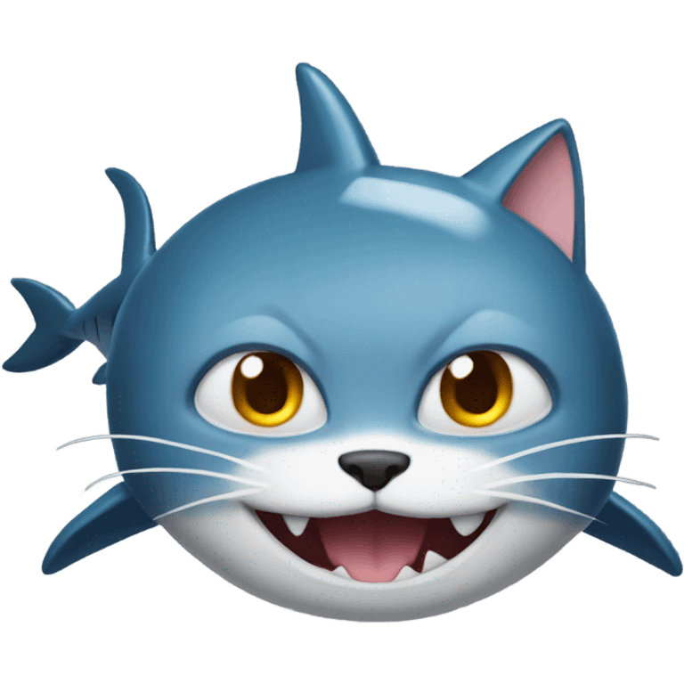 cat with a shark hat emoji