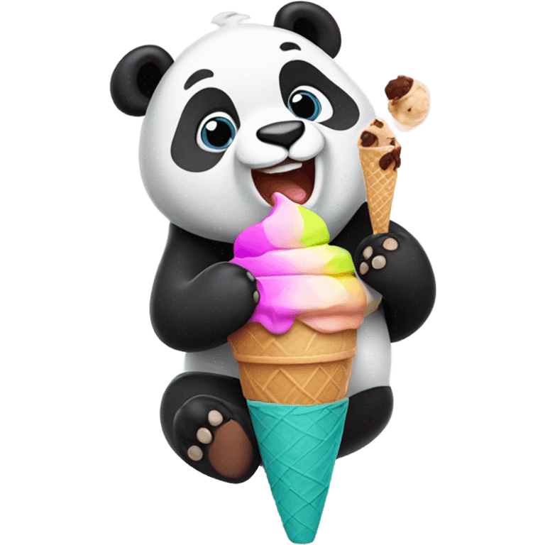 Panda eating ice cream emoji