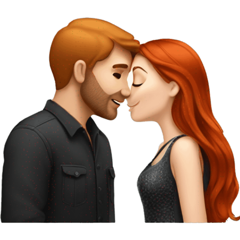 Redhead Girl Kissing silver/black haired man  emoji