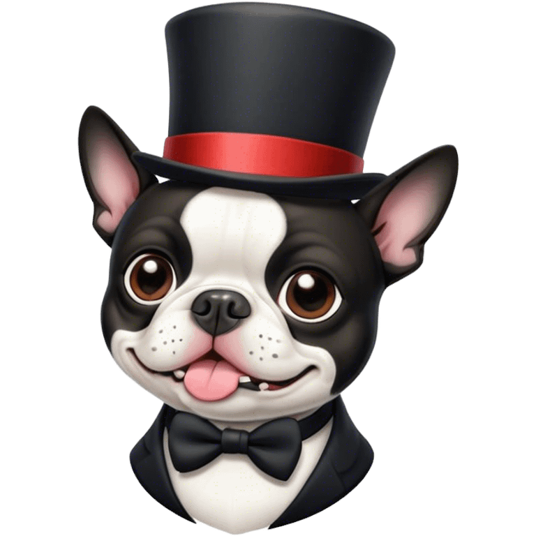 Boston terrier in a top hat emoji