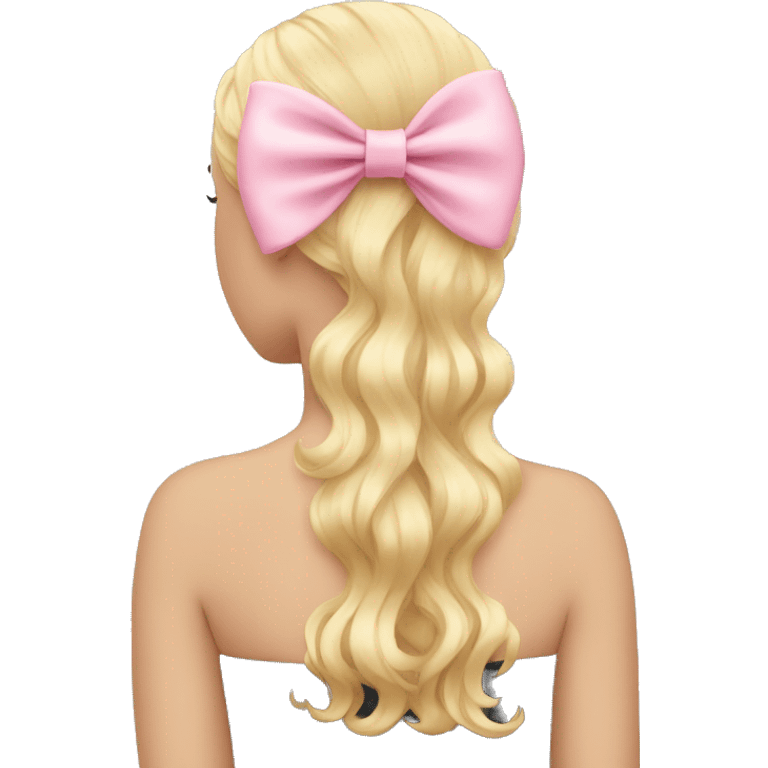 blonde hair from behind with a pastel pink bow emoji