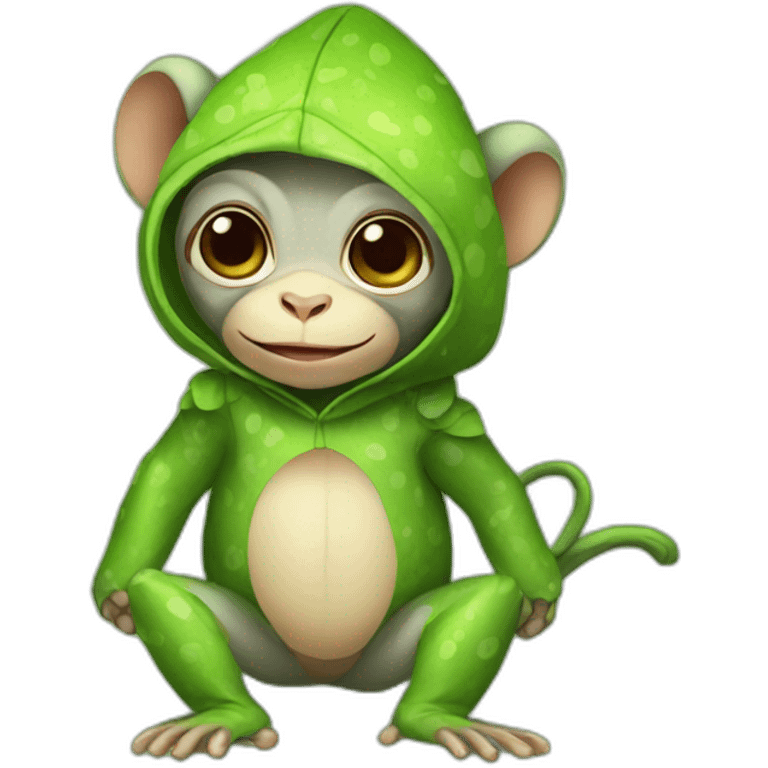 Baby monkey in a frog costume  emoji