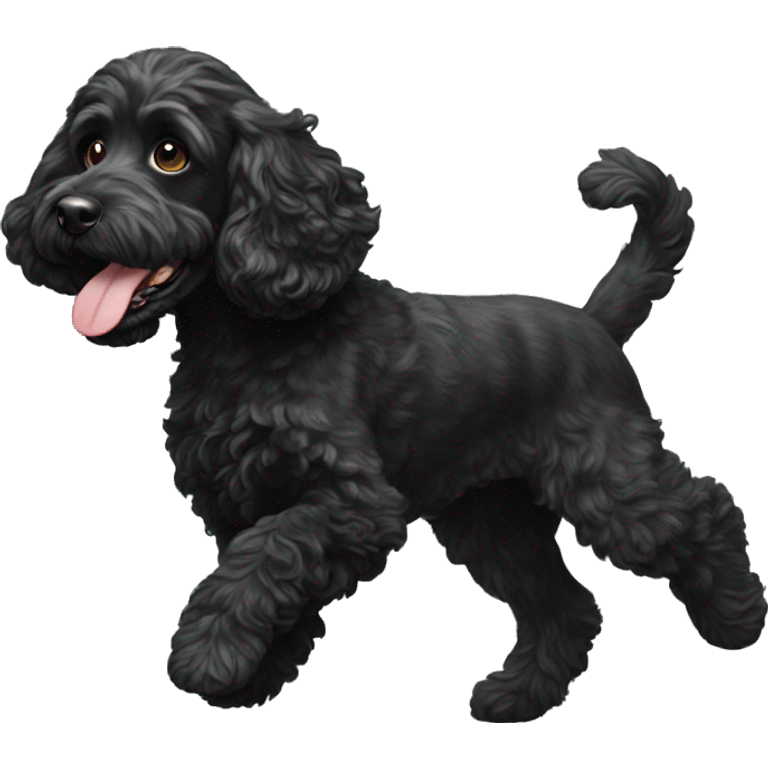 Black cockapoo running emoji