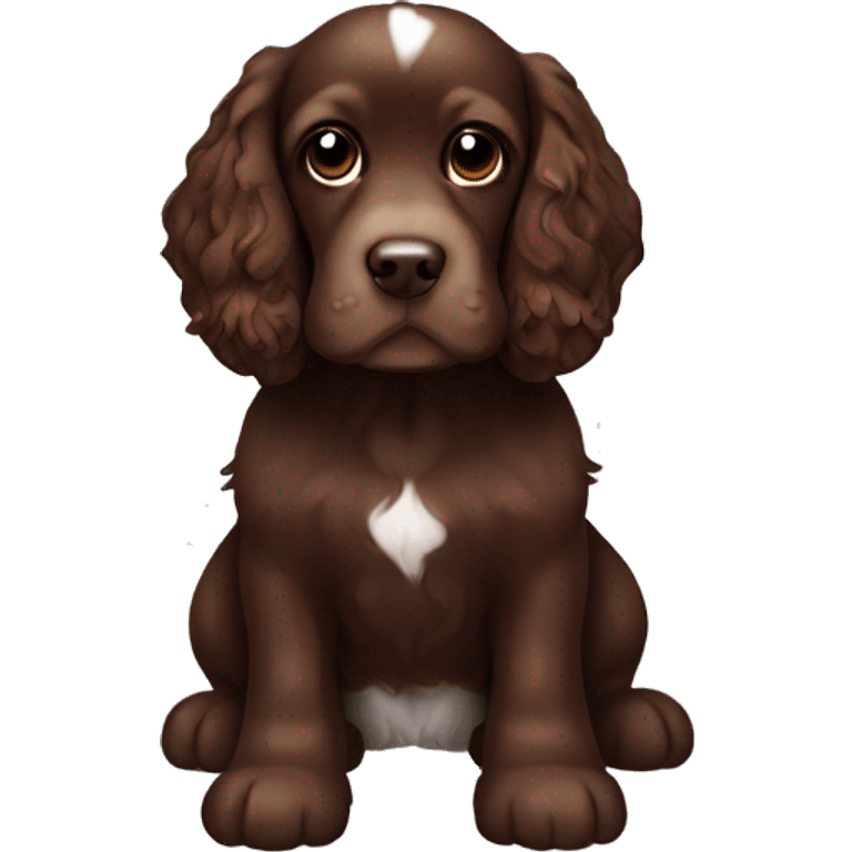 Chocolate brown cocker spaniel with white line on chest emoji