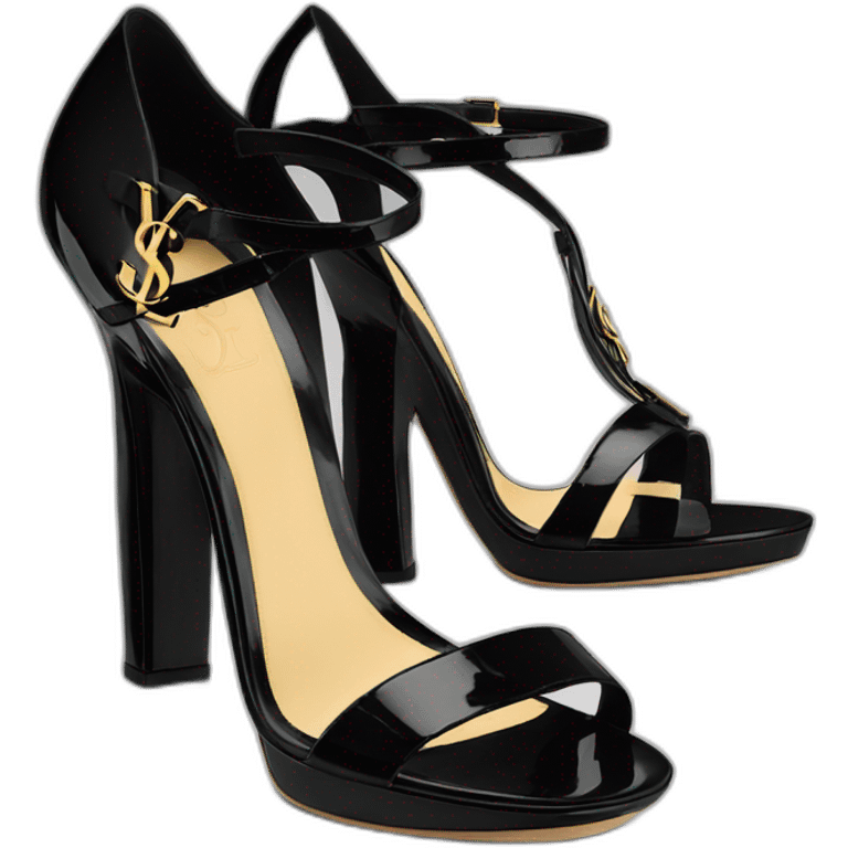 Ysl TRIBUTE heel SANDAL black PATENT LEATHER emoji