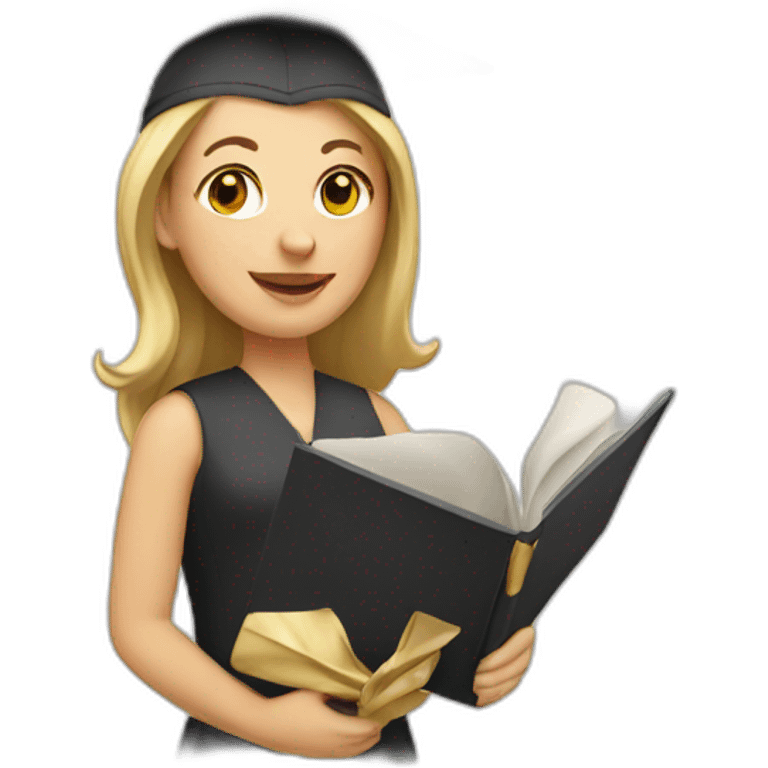 white woman with a diploma emoji