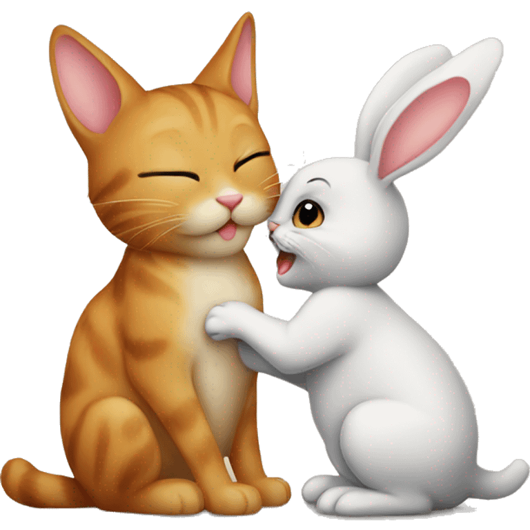 cat kissing bunny emoji